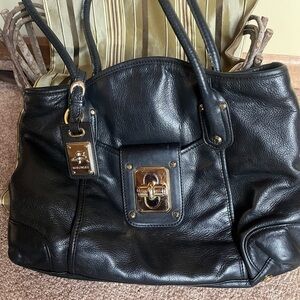 B. Makowsky Black leather Nolita shopper handbag.